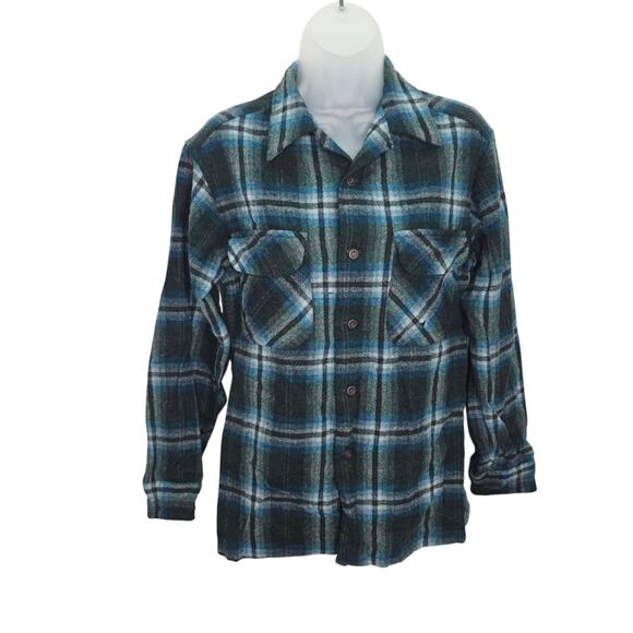 Vintage Pendleton Virgin Wool Men's Flannel Shirt Size M   DAMAGED A FEW HOLES - Picture 1 of 11
